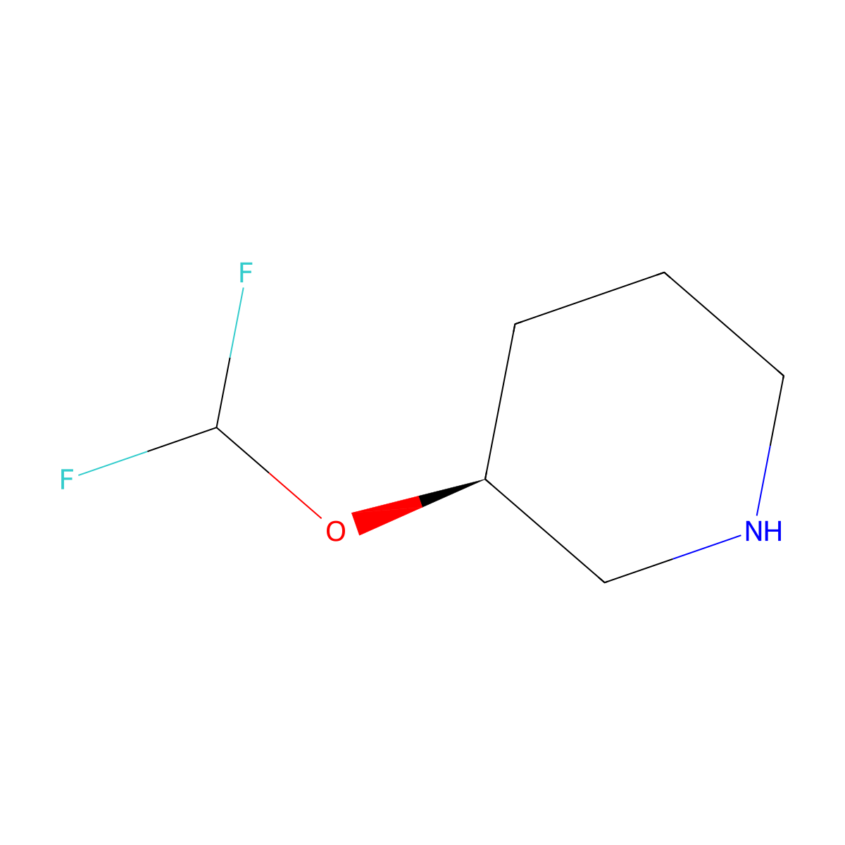 (3S)-3-(Difluoromethoxy)piperidine molecular structure, CAS 1604353-17-4