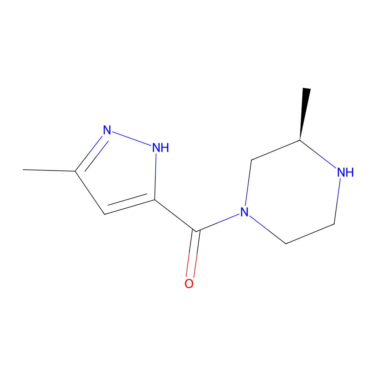 (3R)-3-methyl-1-(5-methyl-1H-pyrazole-3-carbonyl)piperazine molecular structure, CAS 1604382-18-4