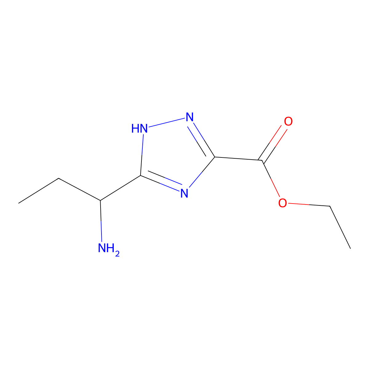 ethyl 3-[(1S)-1-aminopropyl]-1H-1,2,4-triazole-5-carboxylate molecular structure, CAS 1604391-51-6