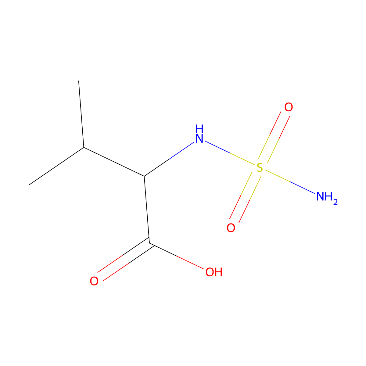 (2R)-3-methyl-2-(sulfamoylamino)butanoic acid molecular structure, CAS 1604399-66-7