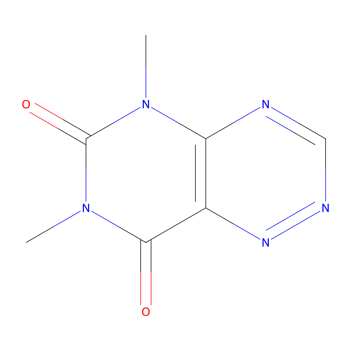 5,7-Dimethylpyrimido(4,5-E)-1,2,4-triazine-6,8(5H,7H)-dione molecular structure, CAS 16044-79-4