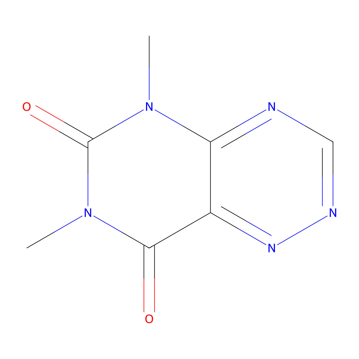 5,7-Dimethylpyrimido(4,5-E)-1,2,4-triazine-6,8(5H,7H)-dione molecular structure, CAS 16044-79-4
