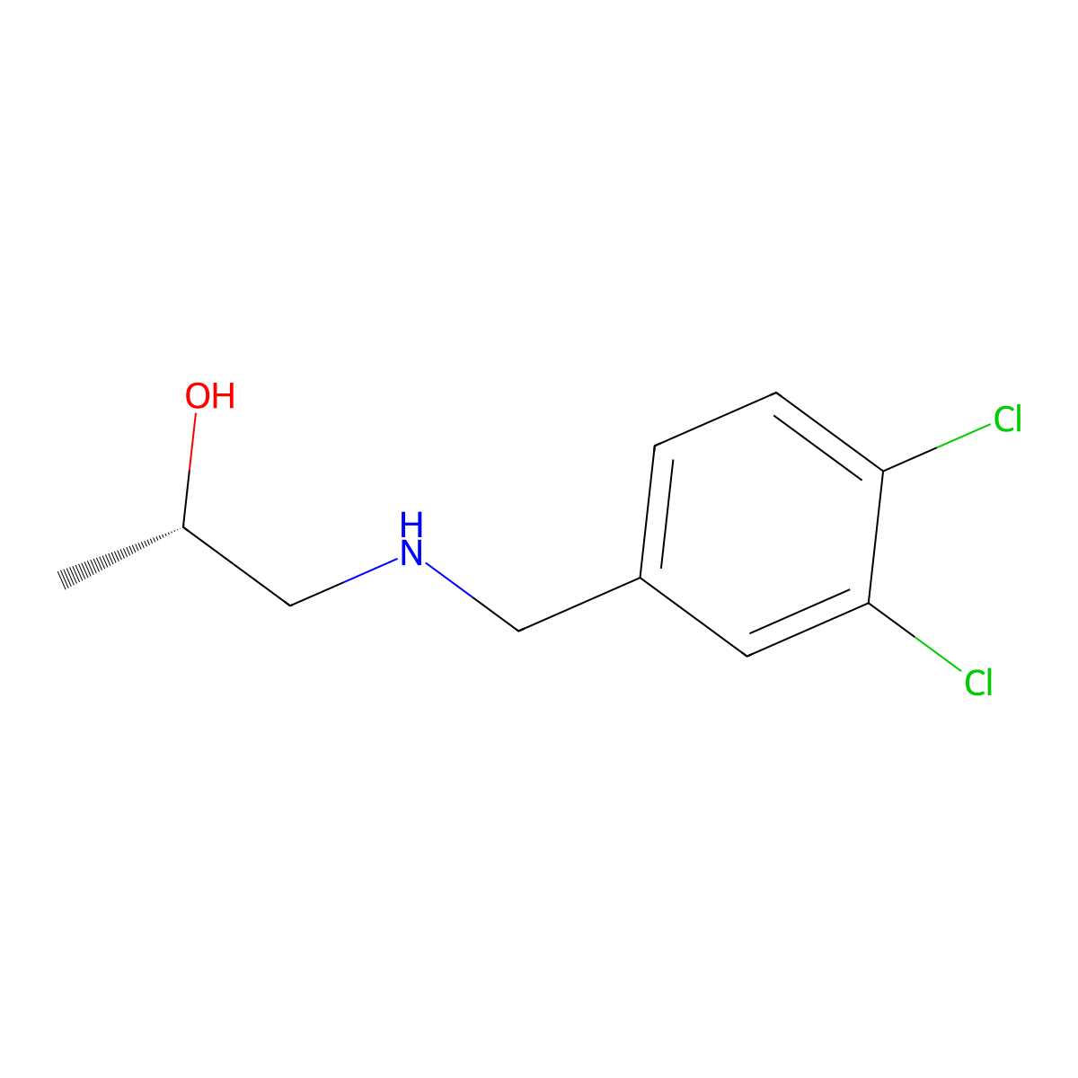 (S)-1-((3,4-Dichlorobenzyl)amino)propan-2-ol molecular structure, CAS 1604429-14-2
