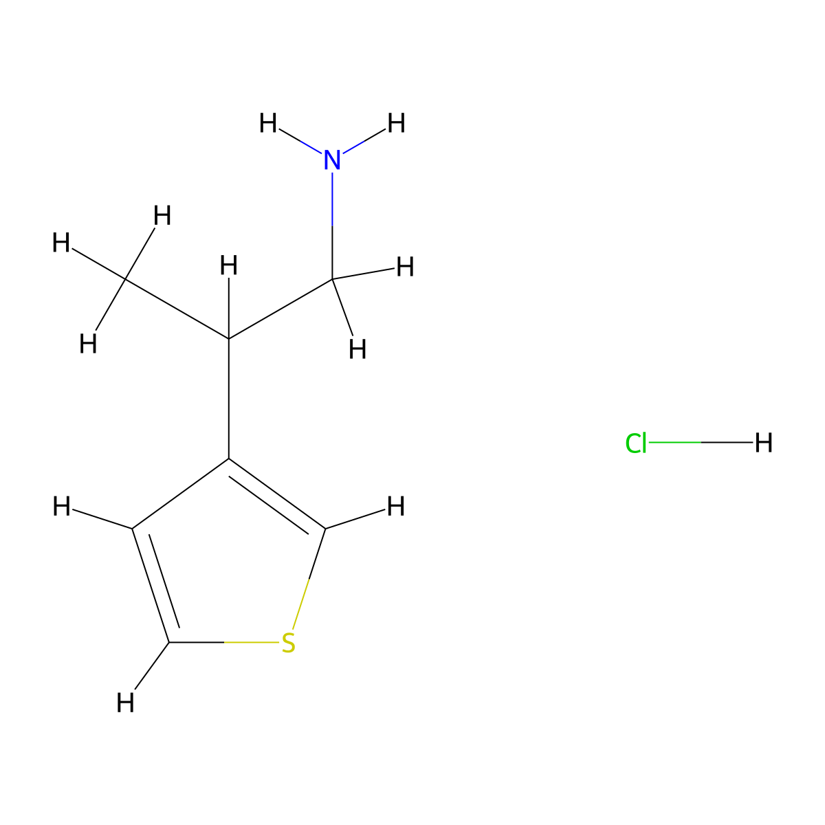 2-(Thiophen-3-yl)propan-1-amine hydrochloride molecular structure, CAS 160446-23-1
