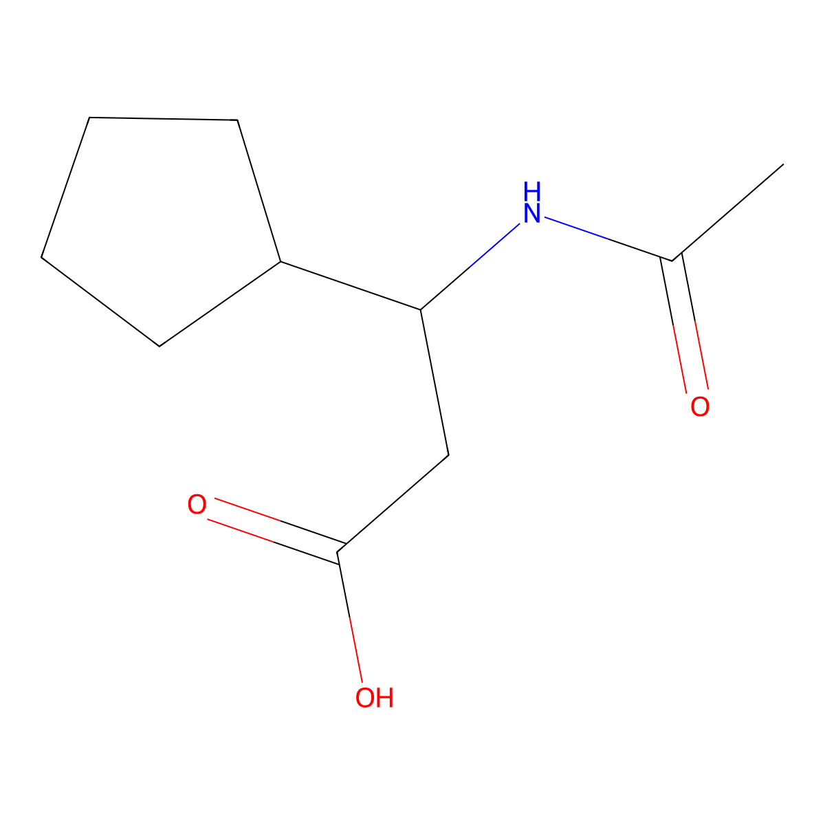 (3S)-3-cyclopentyl-3-acetamidopropanoic acid molecular structure, CAS 1604472-24-3