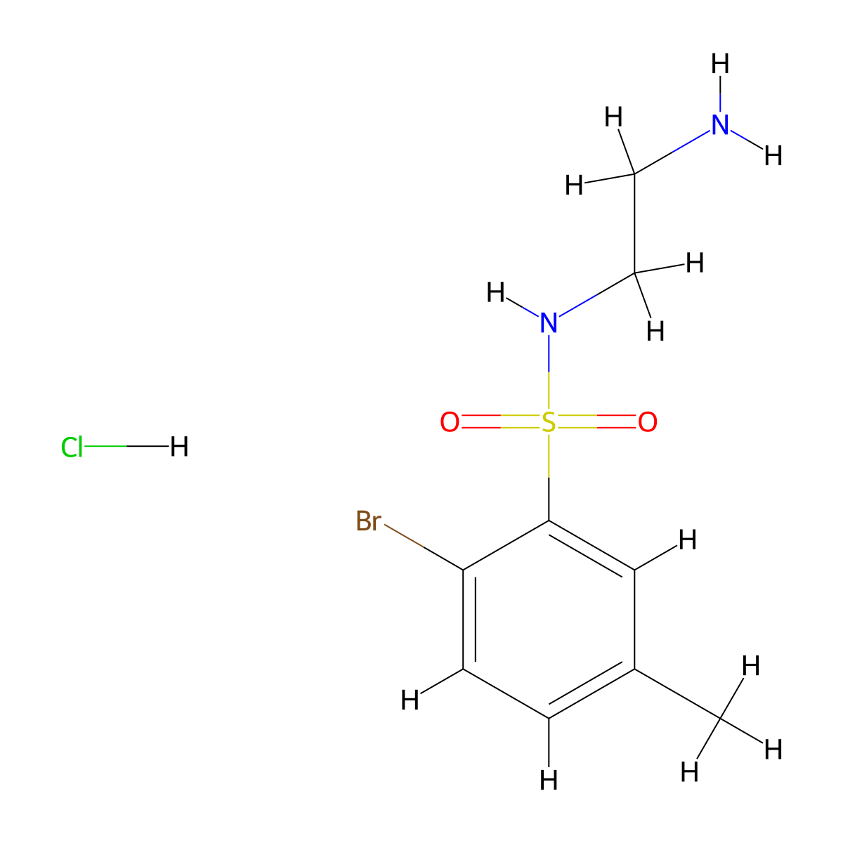 N-(2-aminoethyl)-2-bromo-5-methylbenzene-1-sulfonamide hydrochloride molecular structure, CAS 1604485-82-6