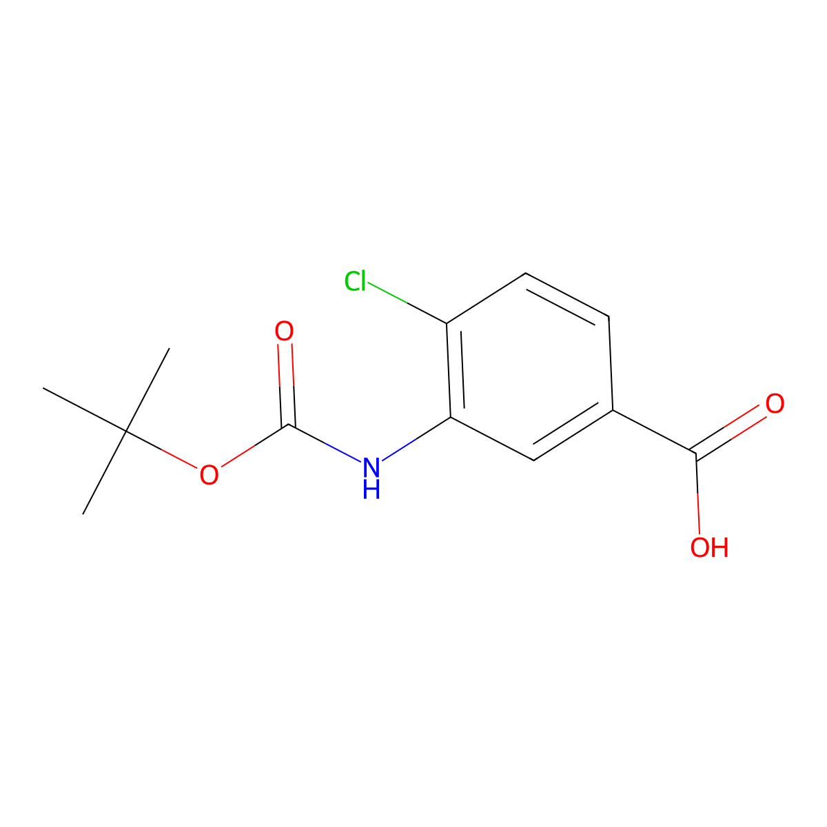 3-((tert-Butoxycarbonyl)amino)-4-chlorobenzoic acid molecular structure, CAS 160450-12-4
