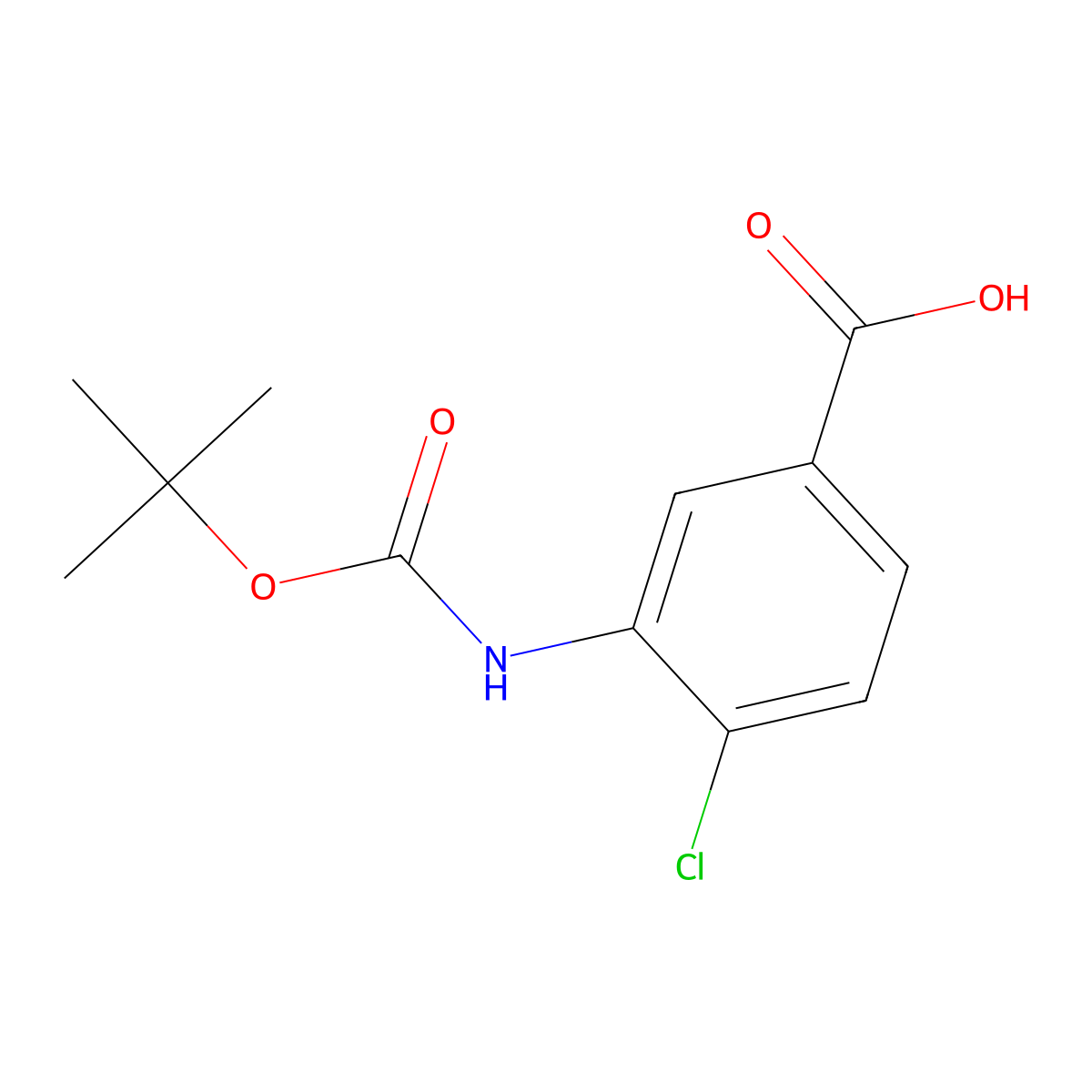 3-((tert-Butoxycarbonyl)amino)-4-chlorobenzoic acid molecular structure, CAS 160450-12-4