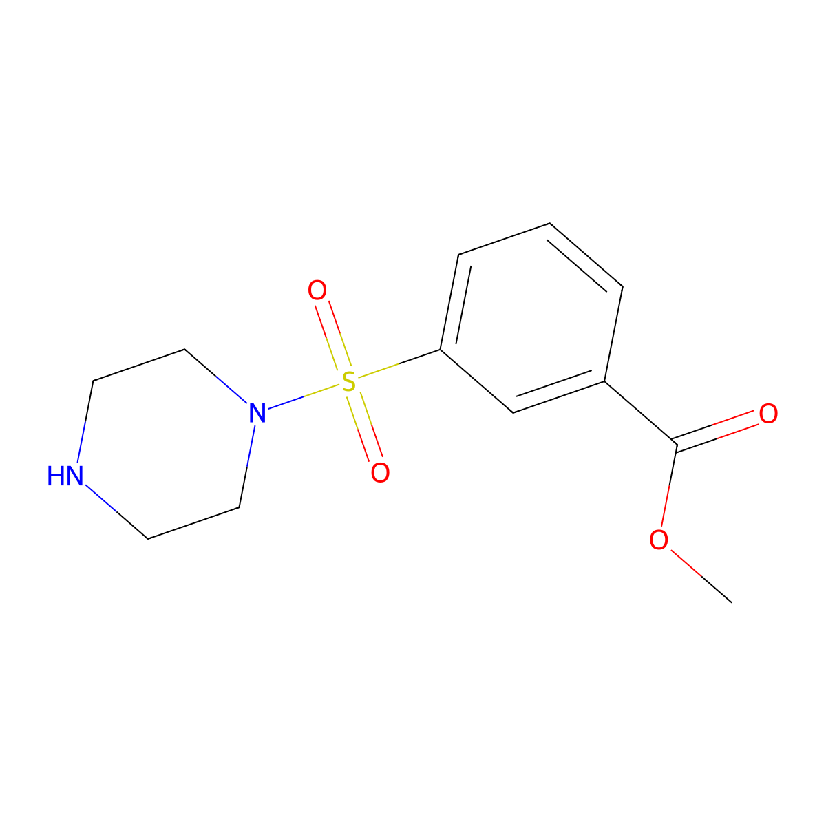 Methyl 3-(piperazine-1-sulfonyl)benzoate molecular structure, CAS 1604504-22-4