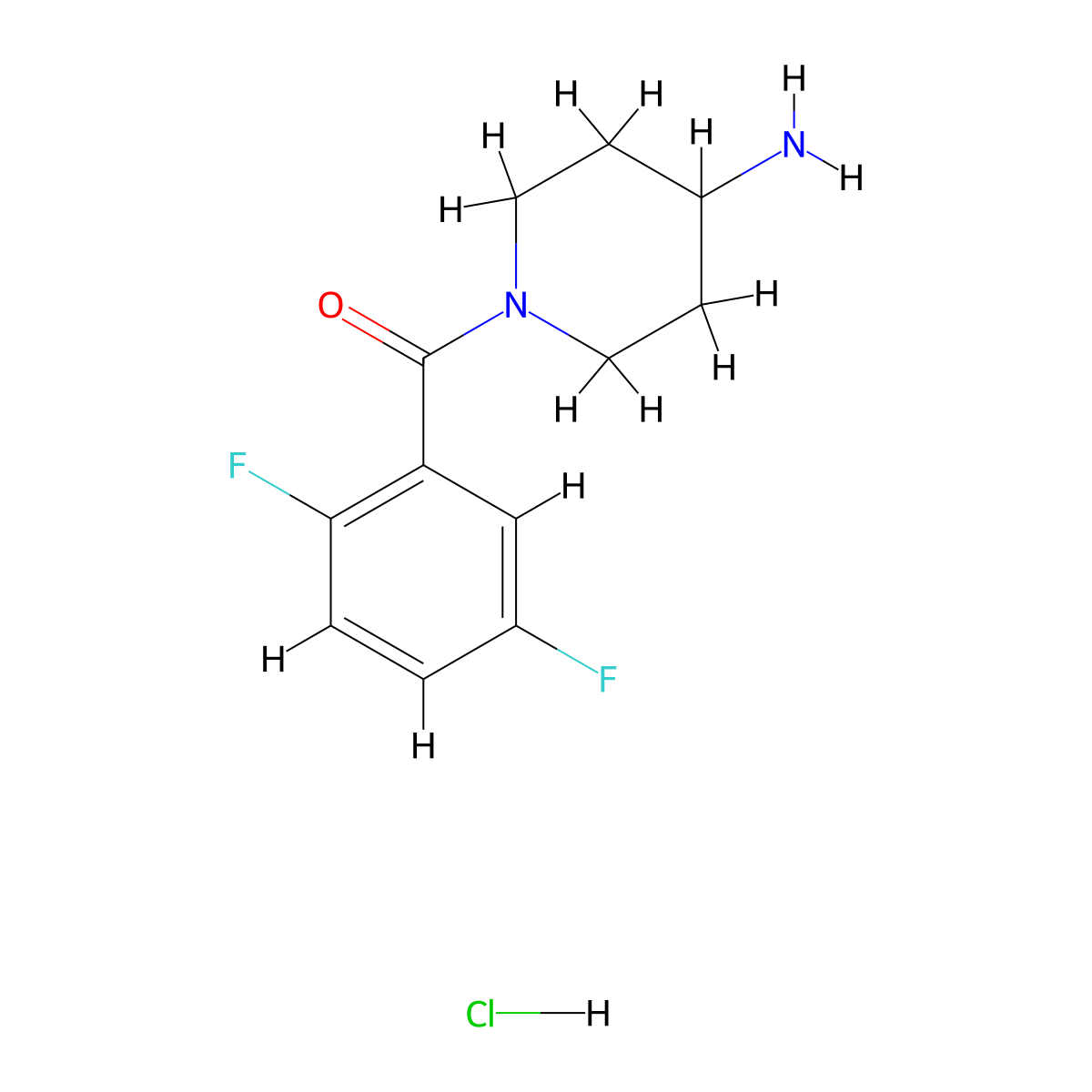 (4-Aminopiperidin-1-yl)(2,5-difluorophenyl)methanone hydrochloride molecular structure, CAS 1604514-37-5