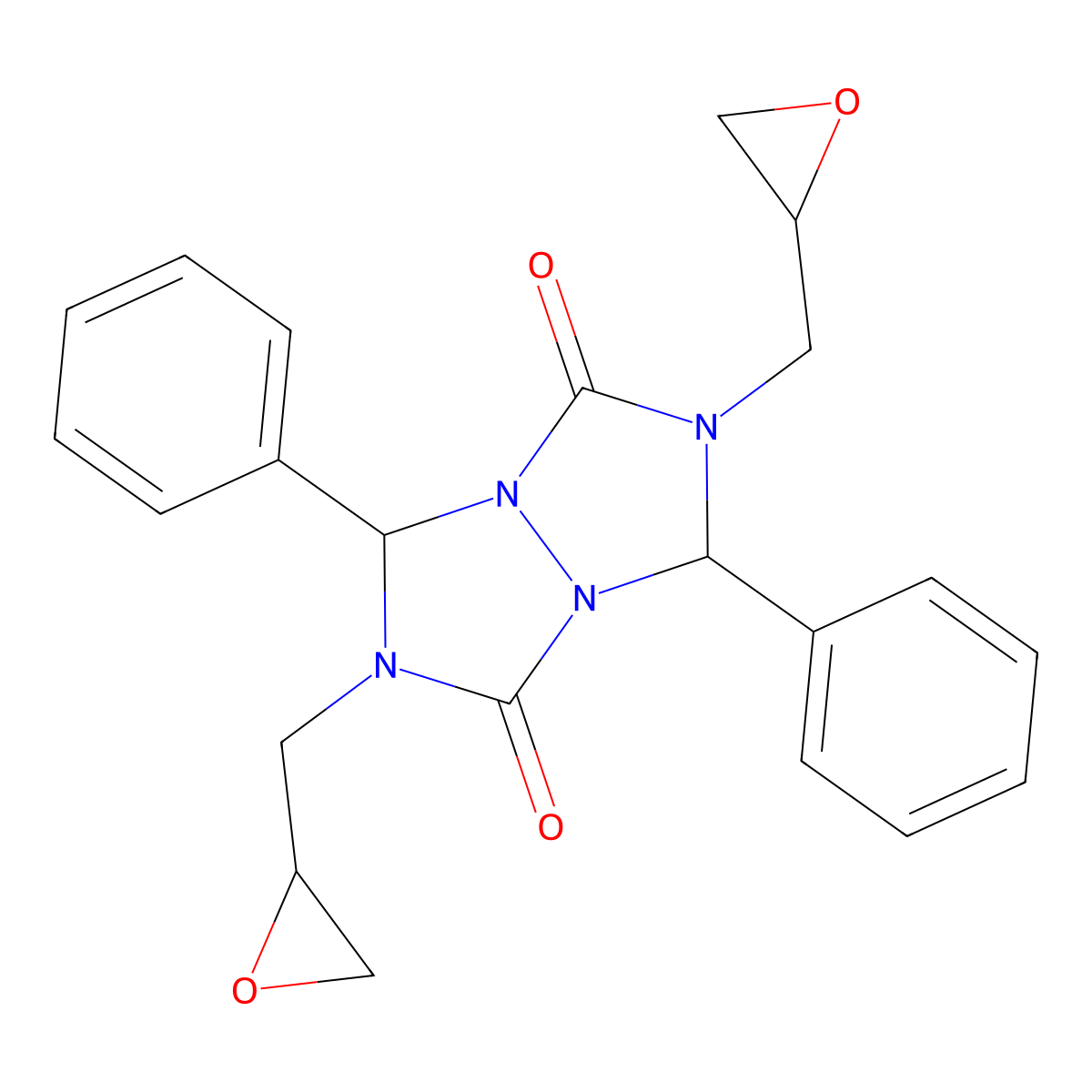1H,5H-(1,2,4)Triazolo(1,2-a)(1,2,4)triazole-1,5-dione, tetrahydro-2,6-bis(oxiranylmethyl)-3,7-diphenyl- molecular structure, CAS 160455-72-1