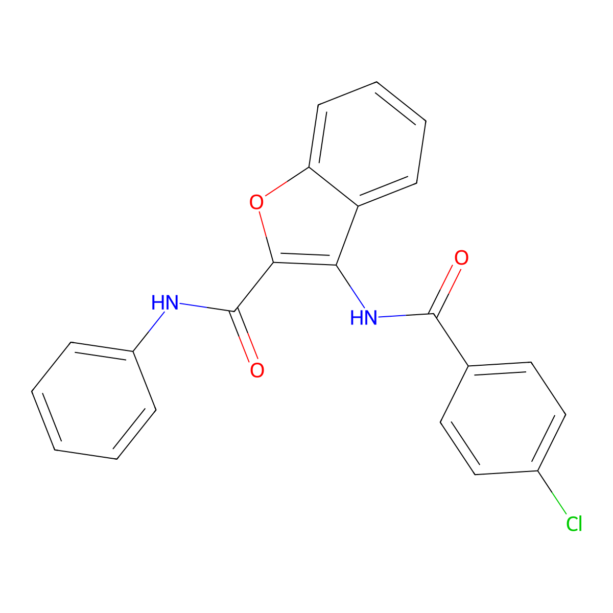 3-(4-chlorobenzamido)-N-phenylbenzofuran-2-carboxamide molecular structure, CAS 160461-30-3