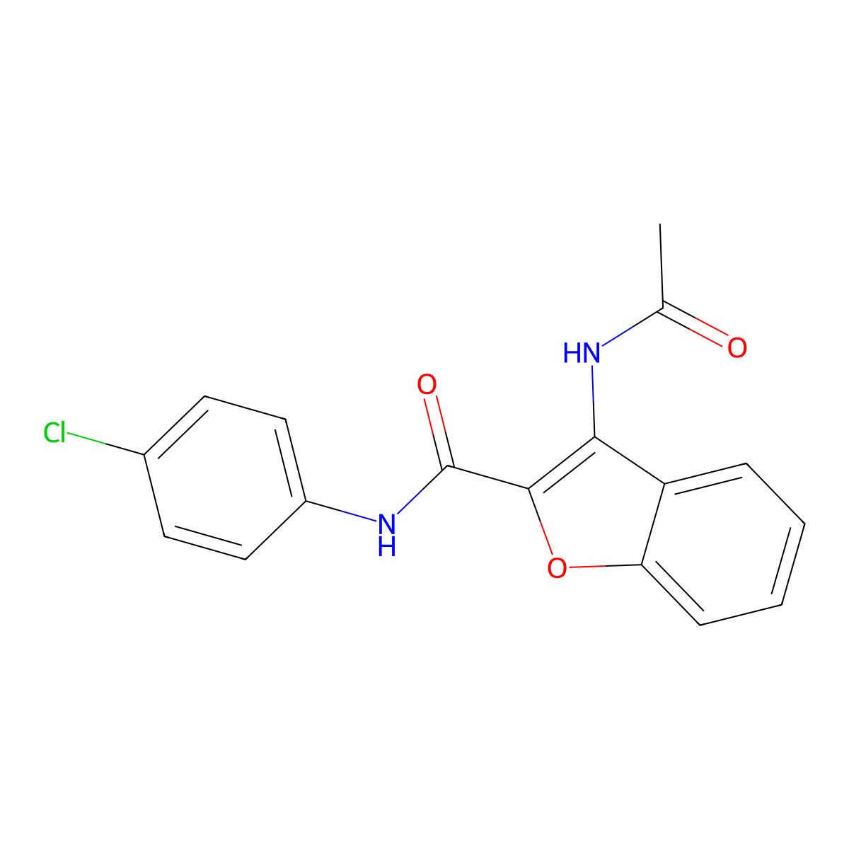 3-acetamido-N-(4-chlorophenyl)benzofuran-2-carboxamide molecular structure, CAS 160461-31-4