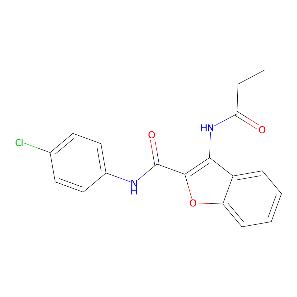 N-(4-chlorophenyl)-3-propionamidobenzofuran-2-carboxamide molecular structure, CAS 160461-32-5
