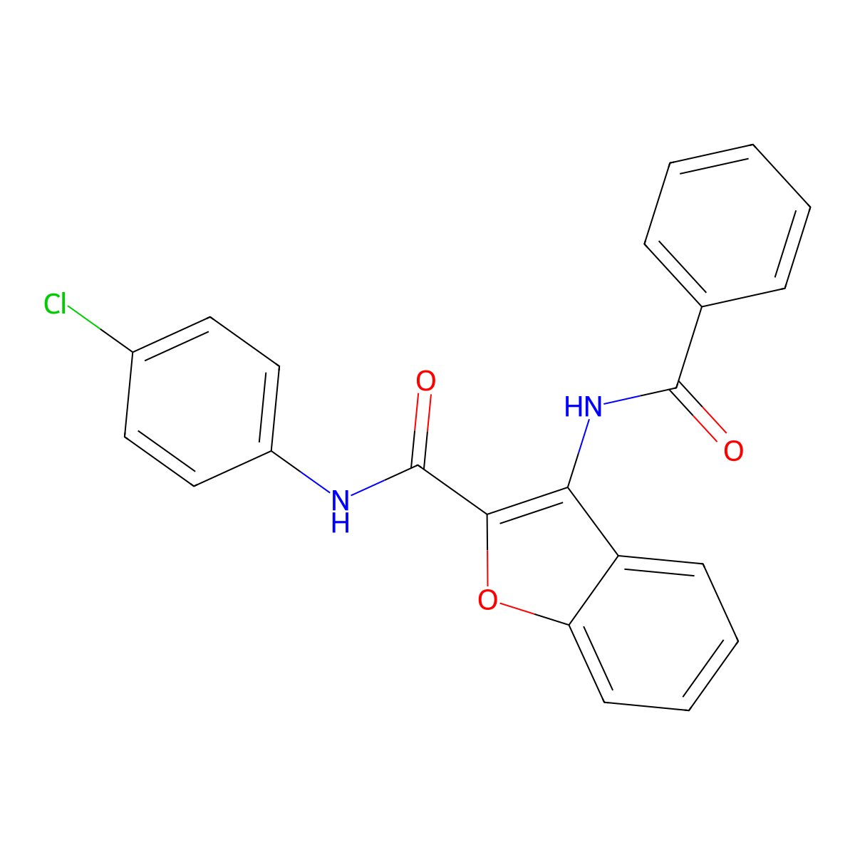 3-benzamido-N-(4-chlorophenyl)-1-benzofuran-2-carboxamide molecular structure, CAS 160461-34-7