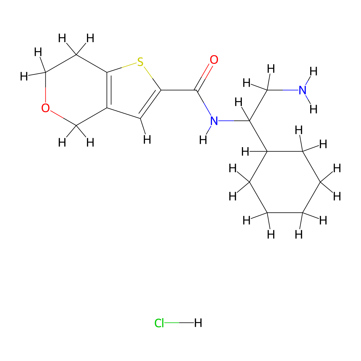 N-(2-Amino-1-cyclohexylethyl)-6,7-dihydro-4H-thieno[3,2-c]pyran-2-carboxamide;hydrochloride molecular structure, CAS 1604668-37-2