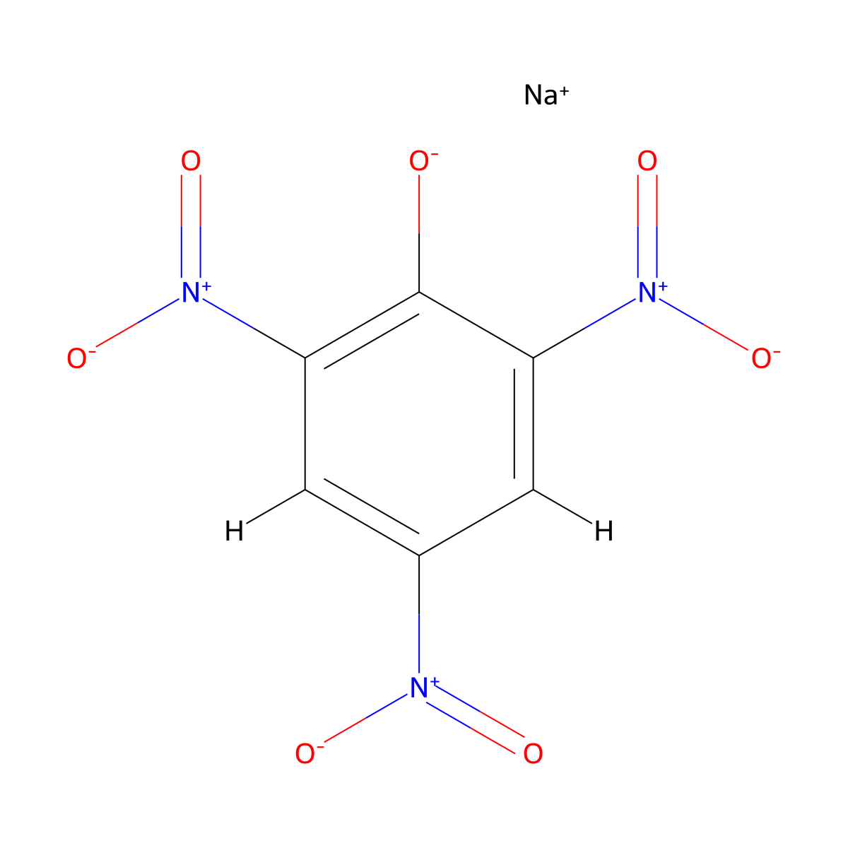 Picric acid, sodium salt molecular structure, CAS 16047-08-8