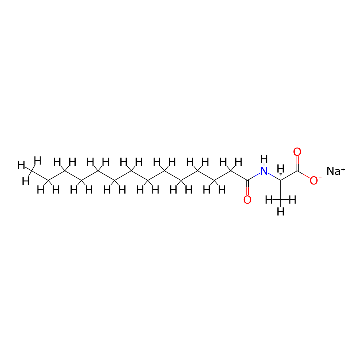 Sodium (R)-2-tetradecanamidopropanoate molecular structure, CAS 1604786-26-6