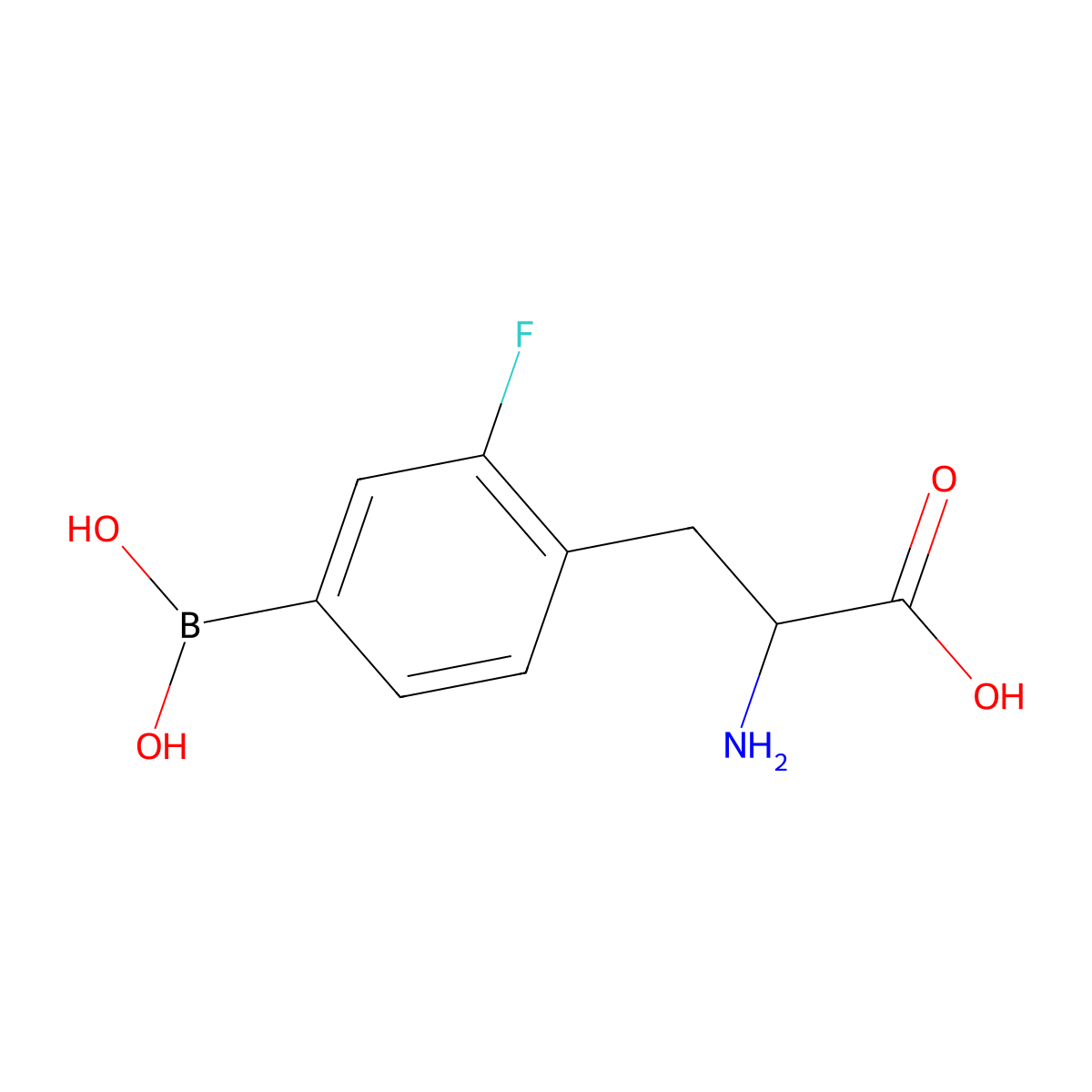 (2S)-2-amino-3-(4-(dihydroxyboranyl)-2-fluorophenyl)propanoic acid molecular structure, CAS 1604798-48-2
