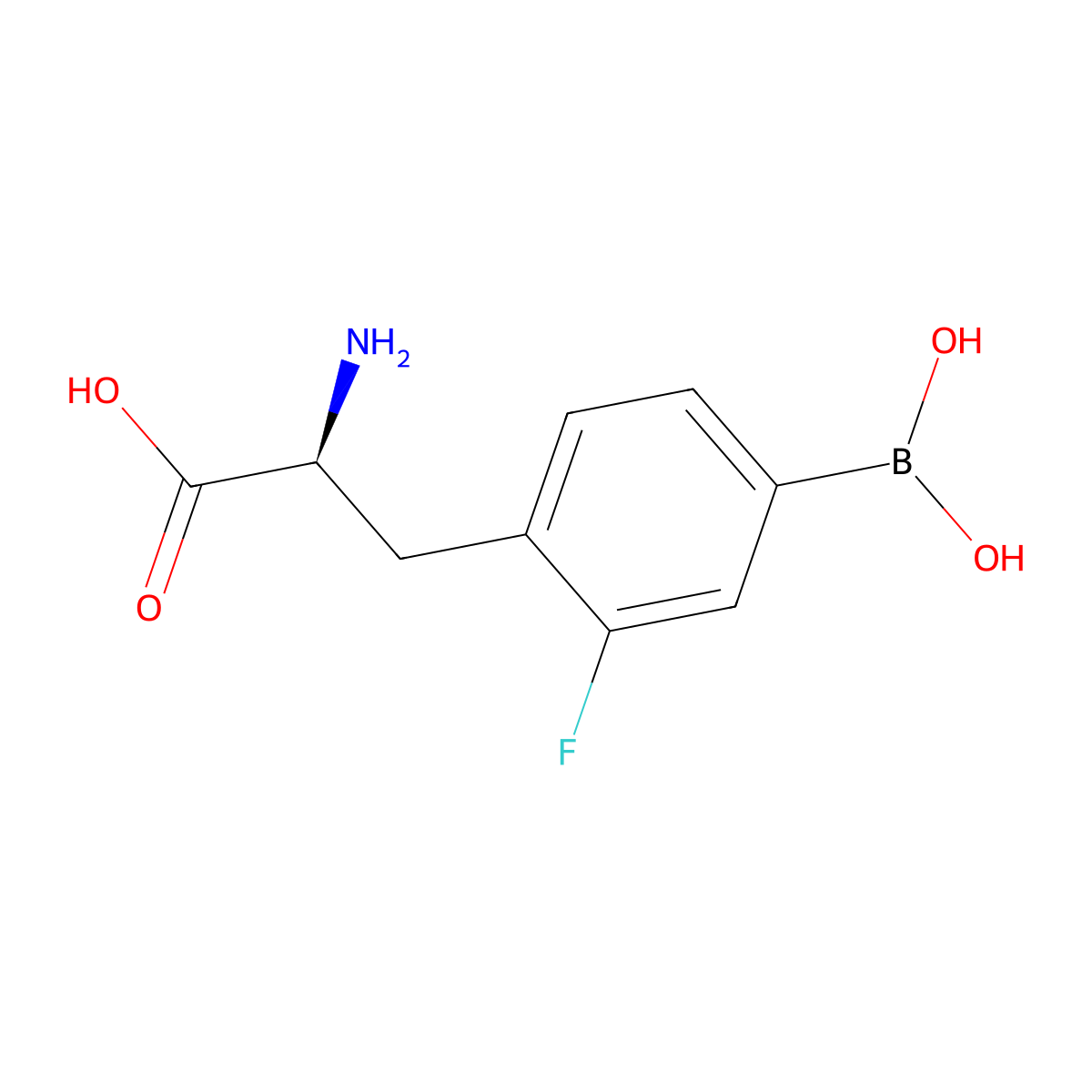 (2S)-2-amino-3-(4-(dihydroxyboranyl)-2-fluorophenyl)propanoic acid molecular structure, CAS 1604798-48-2