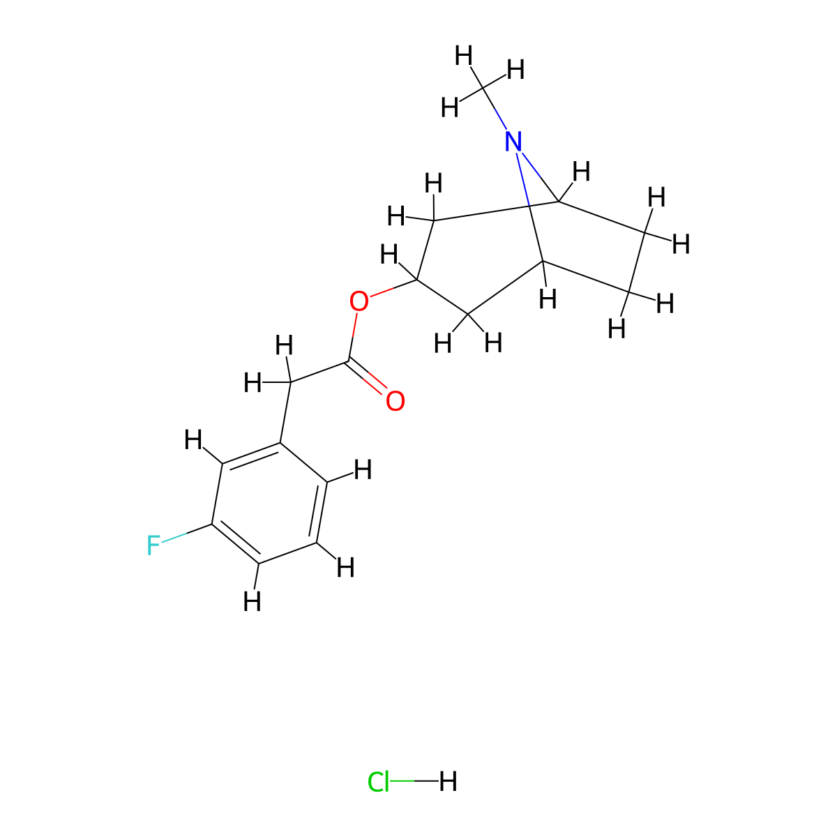 3-Tropanol, (p-fluorophenyl)acetate (ester), hydrochloride molecular structure, CAS 16048-43-4