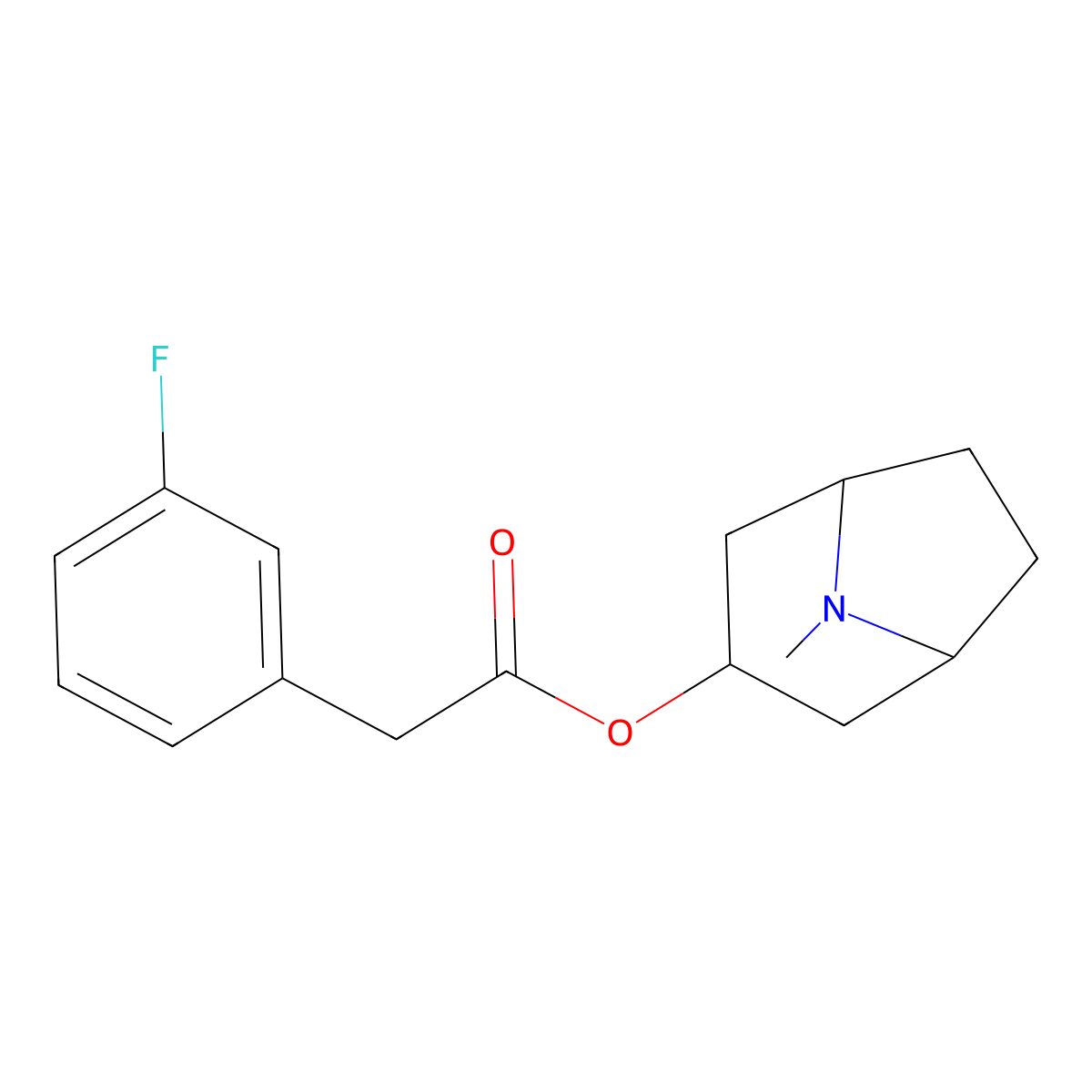 Benzeneacetic acid, 3-fluoro-, 8-methyl-8-azabicyclo(3.2.1)oct-3-yl ester molecular structure, CAS 16048-45-6