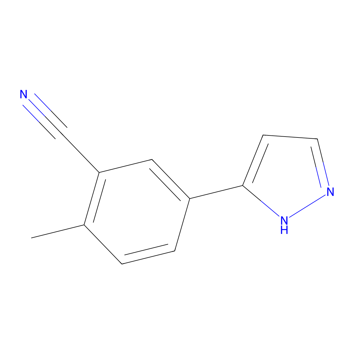 2-Methyl-5-(1H-pyrazol-3-yl)benzonitrile molecular structure, CAS 1604809-74-6