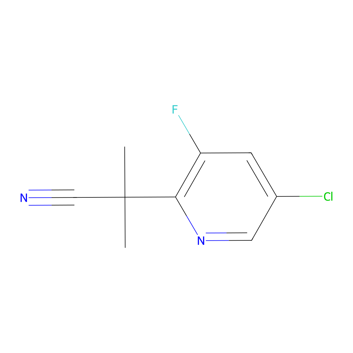 2-(5-Chloro-3-fluoropyridin-2-yl)-2-methylpropanenitrile molecular structure, CAS 1604818-07-6