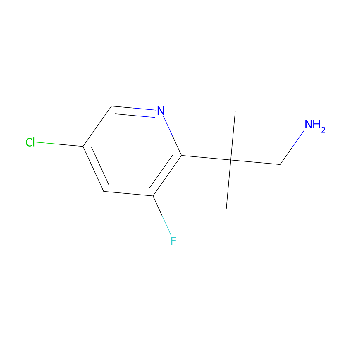 2-(5-Chloro-3-fluoropyridin-2-yl)-2-methylpropan-1-amine molecular structure, CAS 1604818-08-7
