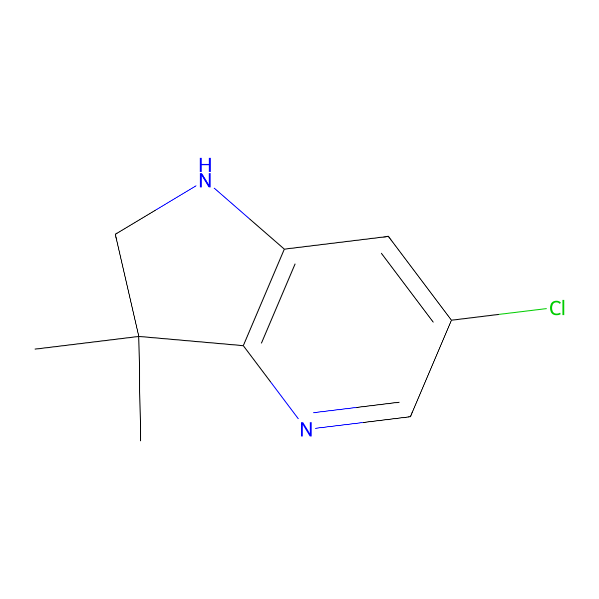 6-Chloro-3,3-dimethyl-2,3-dihydro-1H-pyrrolo[3,2-b]pyridine molecular structure, CAS 1604818-09-8
