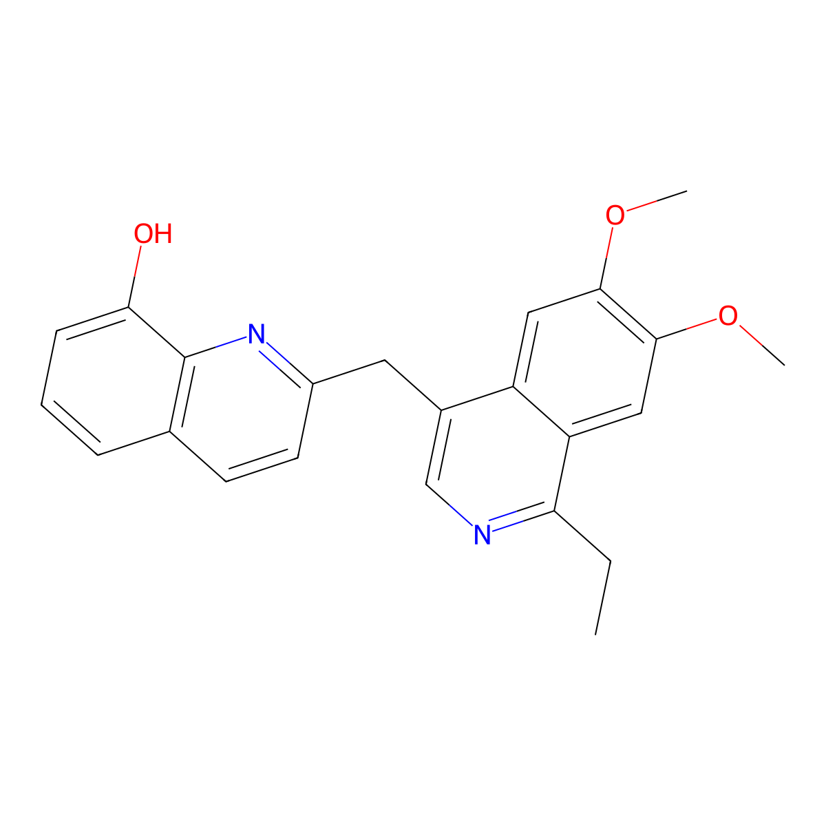 2-[(1-Ethyl-6,7-dimethoxyisoquinolin-4-YL)methyl]quinolin-8-OL molecular structure, CAS 1604831-34-6