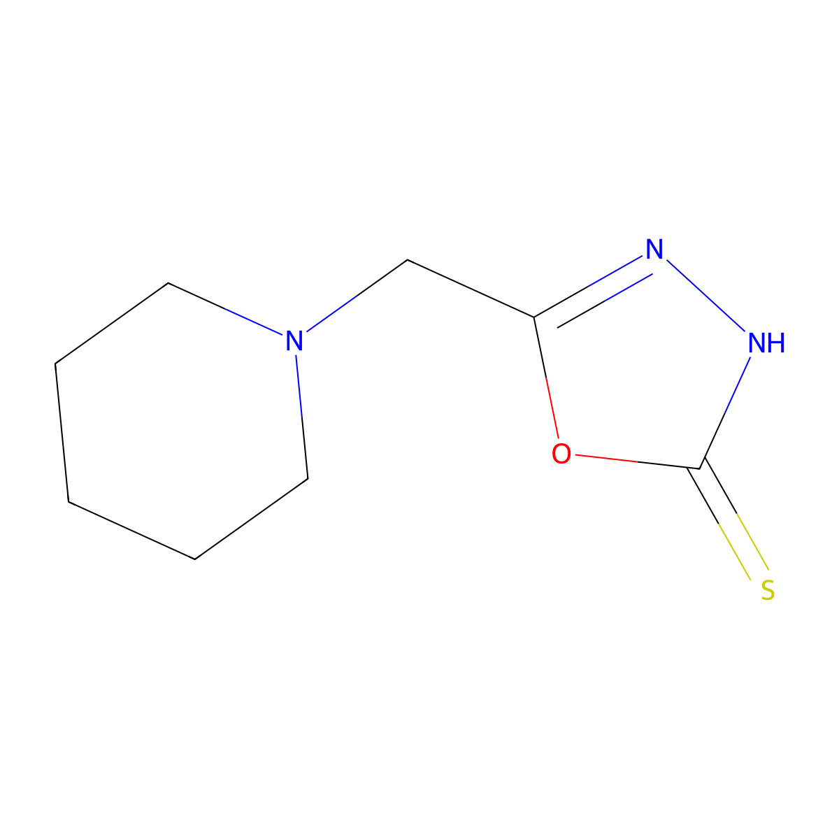 5-(Piperidin-1-ylmethyl)-1,3,4-oxadiazole-2-thiol molecular structure, CAS 160484-55-9