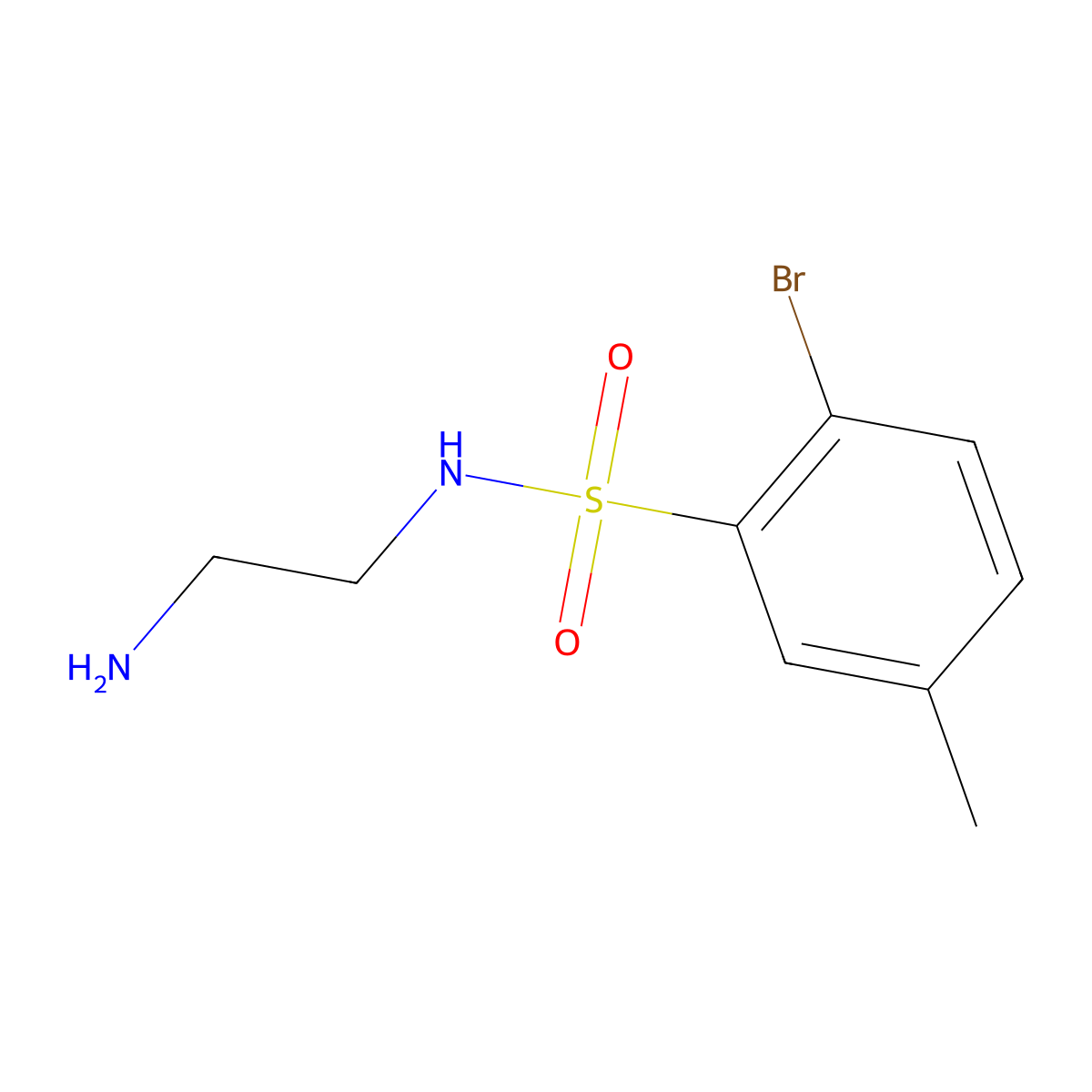 N-(2-Aminoethyl)-2-bromo-5-methylbenzene-1-sulfonamide molecular structure, CAS 1604890-26-7