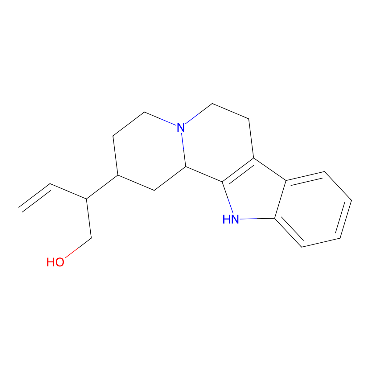 (betaR,2S,12bS)-beta-Ethenyl-1,2,3,4,6,7,12,12b-octahydroindolo[2,3-a]quinolizine-2-ethanol molecular structure, CAS 16049-28-8