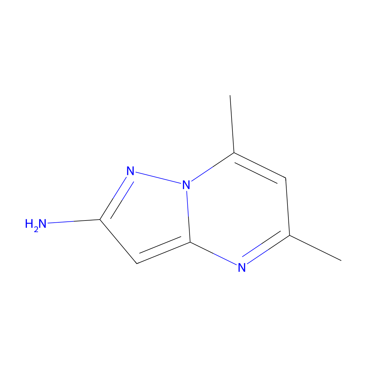 5,7-Dimethylpyrazolo[1,5-a]pyrimidin-2-amine molecular structure, CAS 1605-78-3