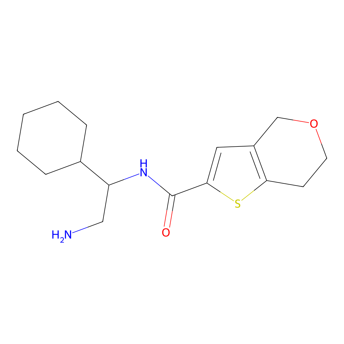 N-(2-amino-1-cyclohexylethyl)-4H,6H,7H-thieno[3,2-c]pyran-2-carboxamide molecular structure, CAS 1605054-41-8