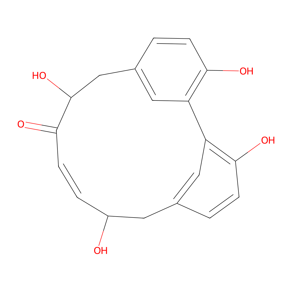 3,8,12,17-Tetrahydroxytricyclo[12.3.1.12,6]nonadeca-1(17),2,4,6(19),10,14(18),15-heptaen-9-one molecular structure, CAS 160507-18-6