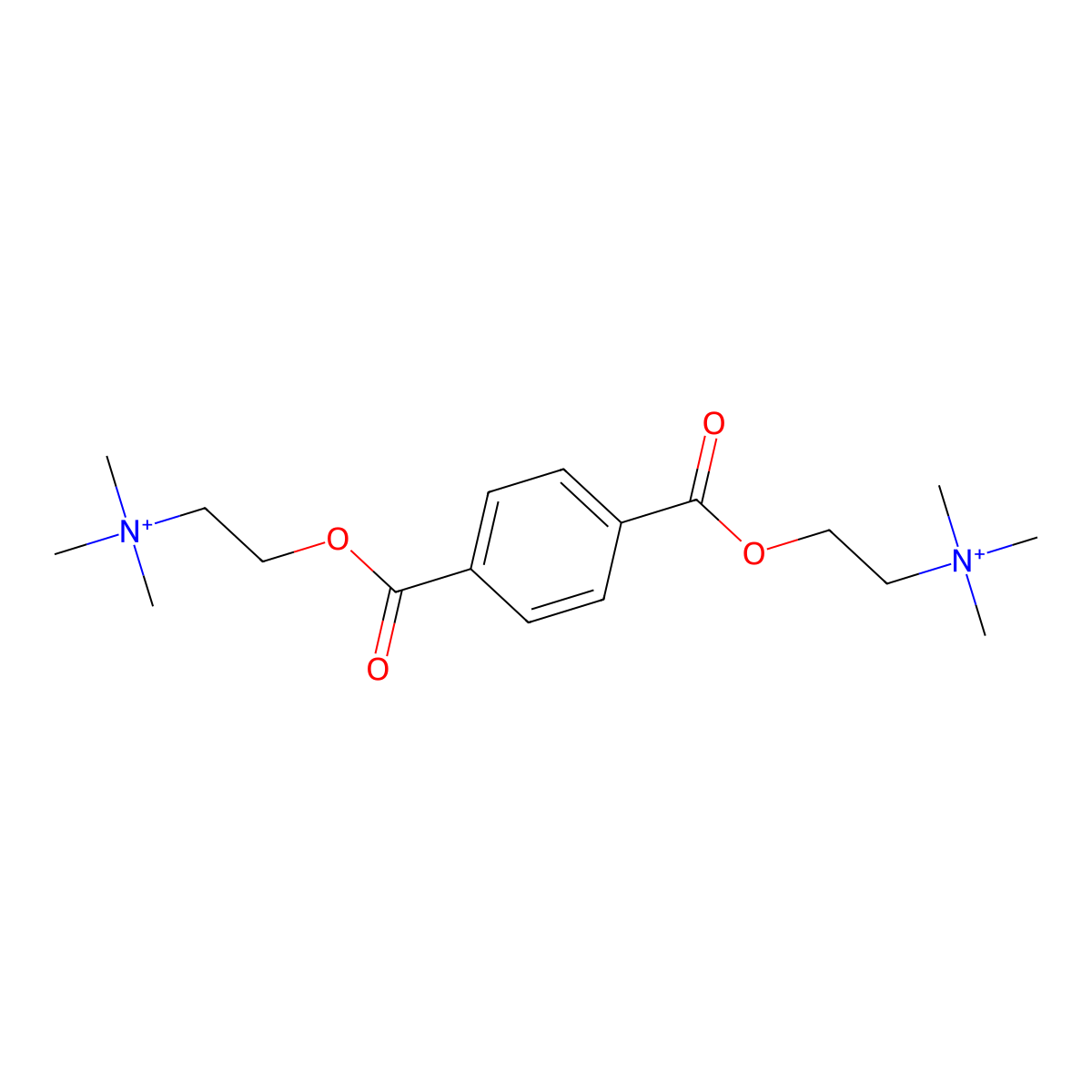2,2'-[1,4-Phenylenebis(carbonyloxy)]bis(N,N,N-trimethylethan-1-aminium) molecular structure, CAS 16051-86-8