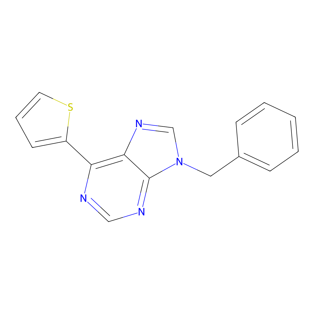 9H-Purine, 9-(phenylmethyl)-6-(2-thienyl)- molecular structure, CAS 160516-05-2