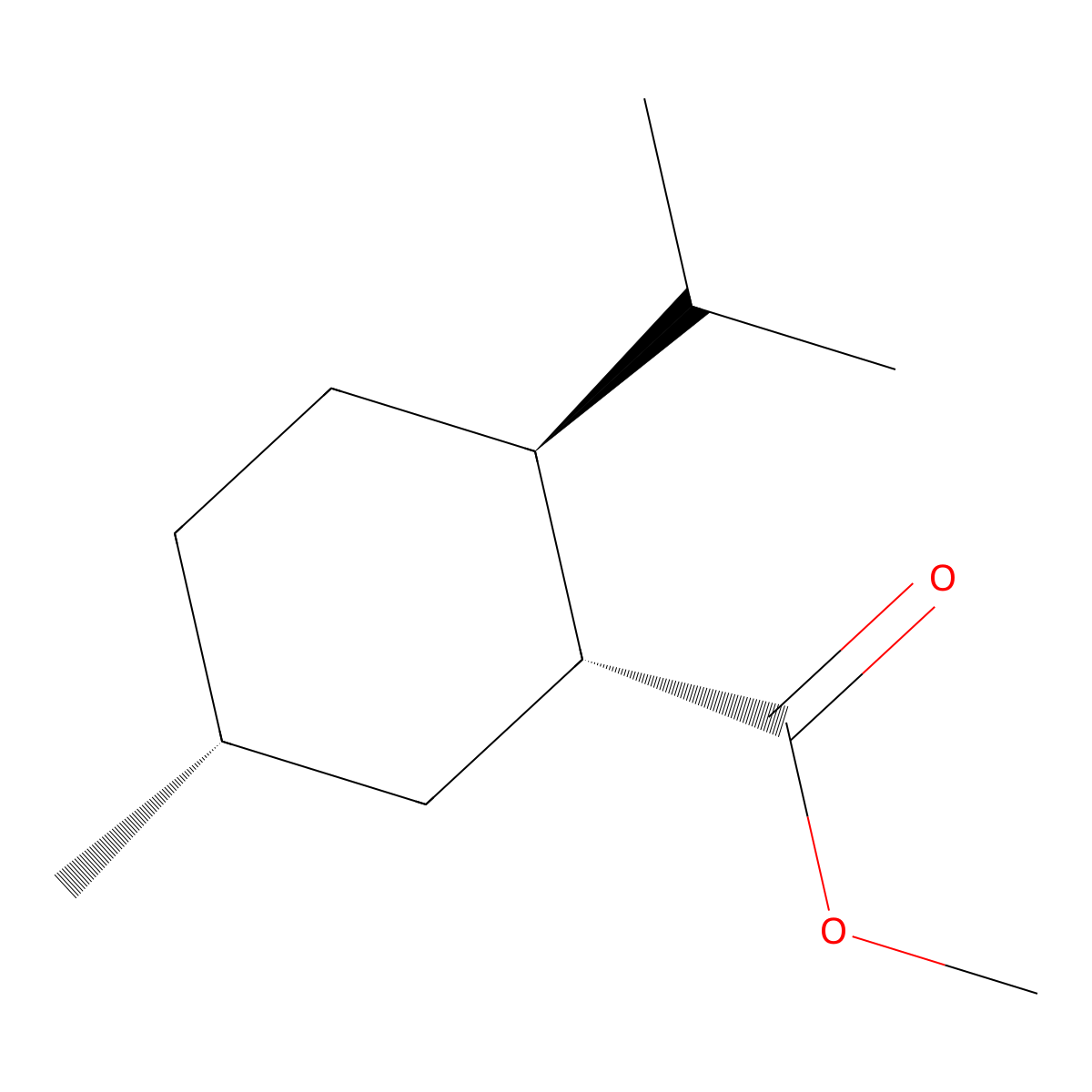 Methyl (1R,2S,5R)-5-methyl-2-(propan-2-yl)cyclohexane-1-carboxylate molecular structure, CAS 16052-43-0
