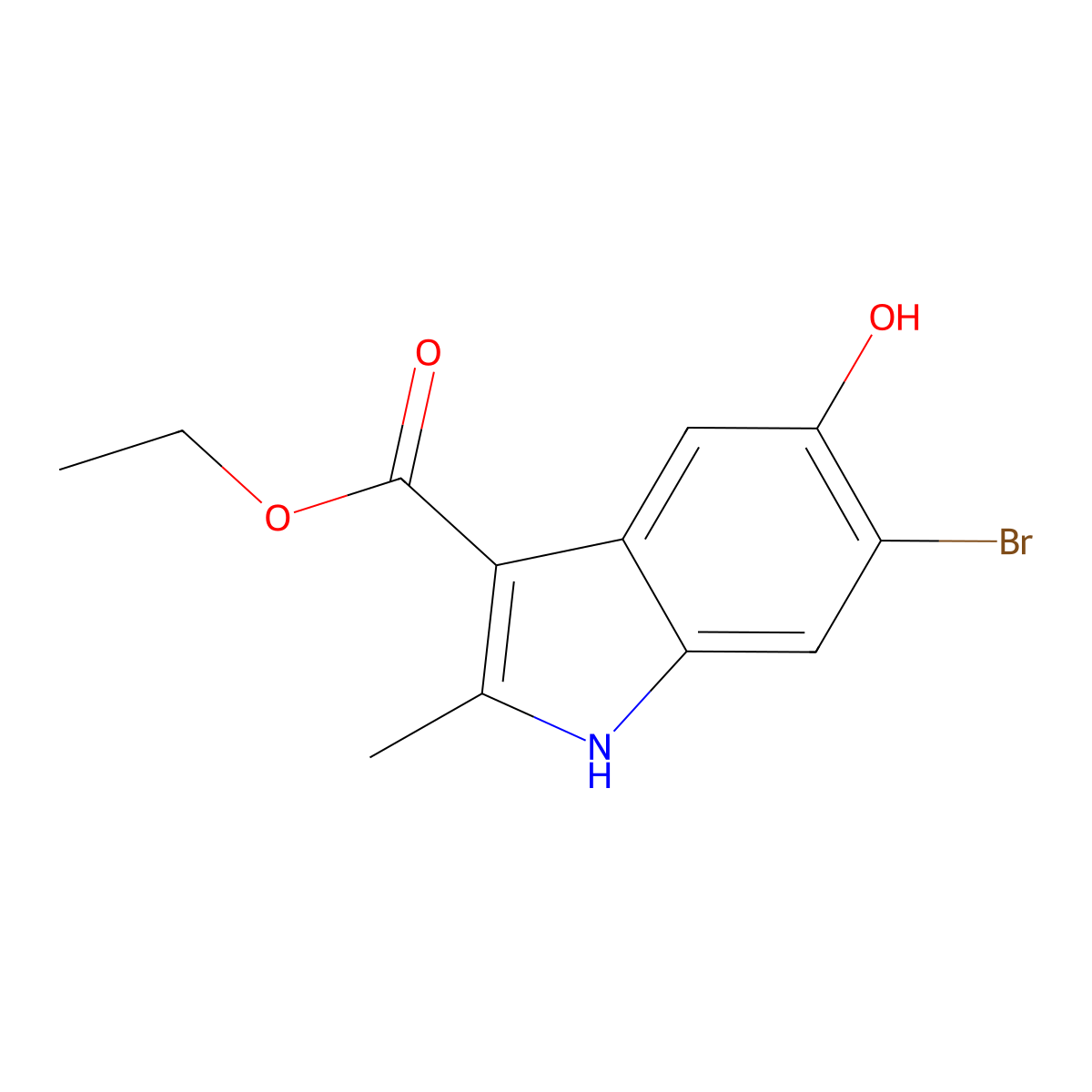 ethyl 6-bromo-5-hydroxy-2-methyl-1H-indole-3-carboxylate molecular structure, CAS 16052-67-8