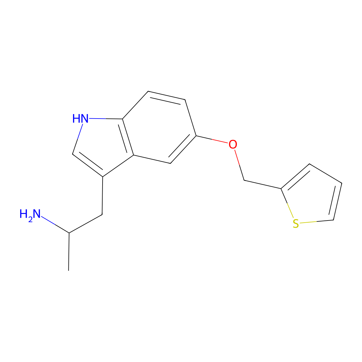 1-(5-(2-Thenyloxy)-1H-indol-3-yl)propan-2-amine molecular structure, CAS 160521-74-4
