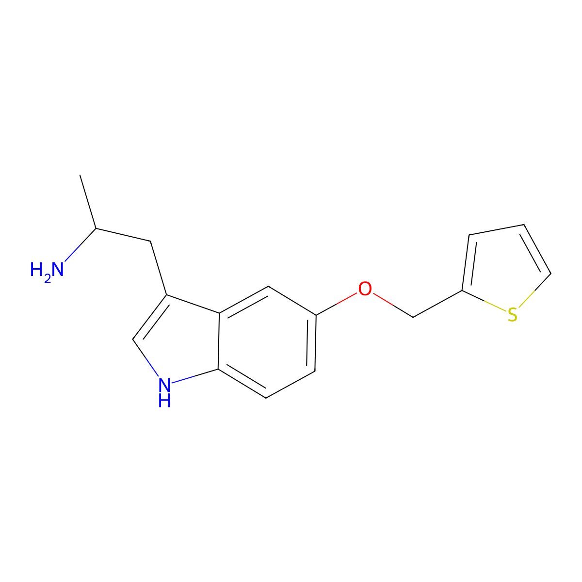 1-(5-(2-Thenyloxy)-1H-indol-3-yl)propan-2-amine molecular structure, CAS 160521-74-4