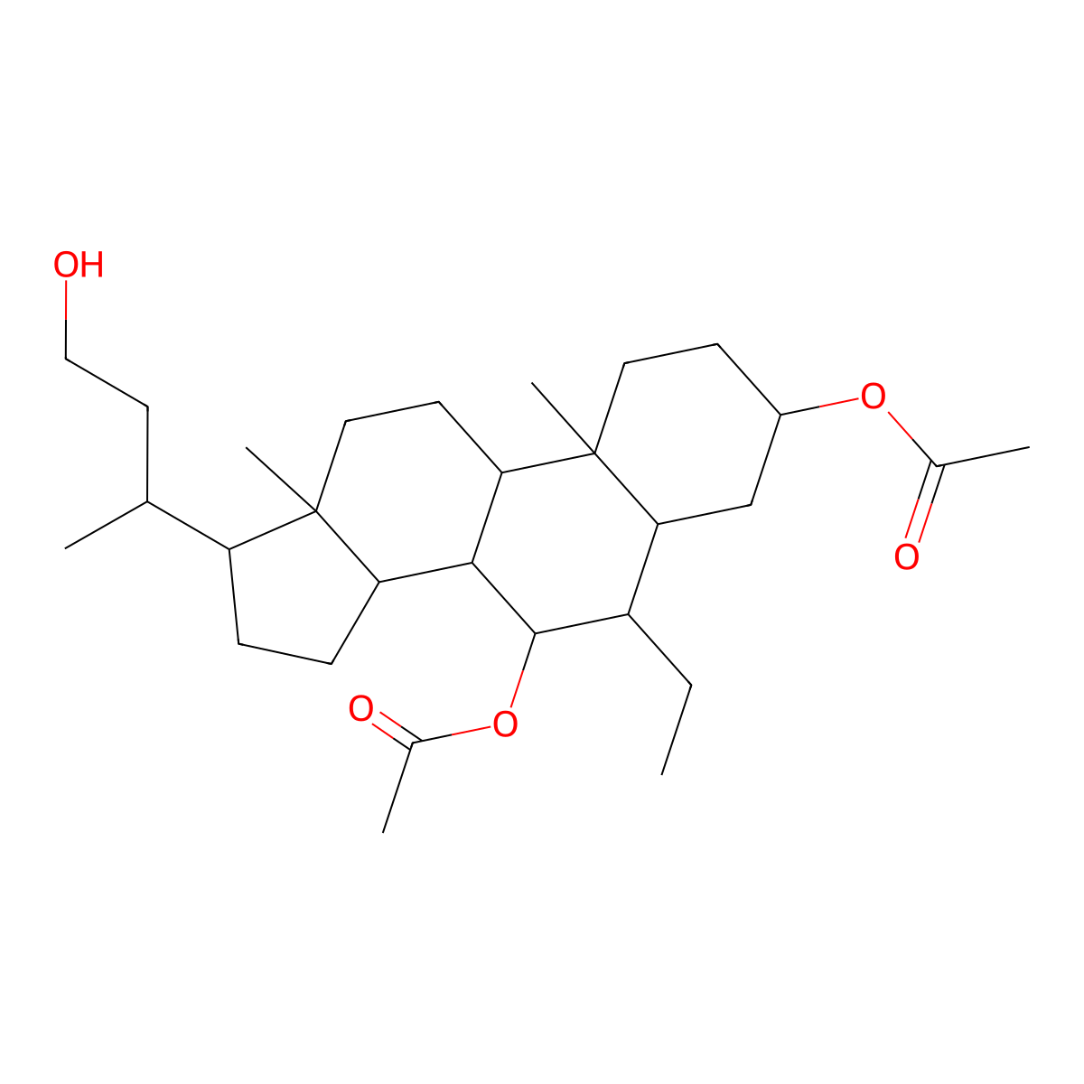 (3R,5S,6R,7R,8S,9S,10S,13R,14S,17R)-6-Ethyl-17-[(R)-4-hydroxy-2-butyl]-10,13-dimethylhexadecahydro-1H-cyclopenta[A]phenanthrene-3,7-diyl diacetate molecular structure, CAS 1605309-17-8