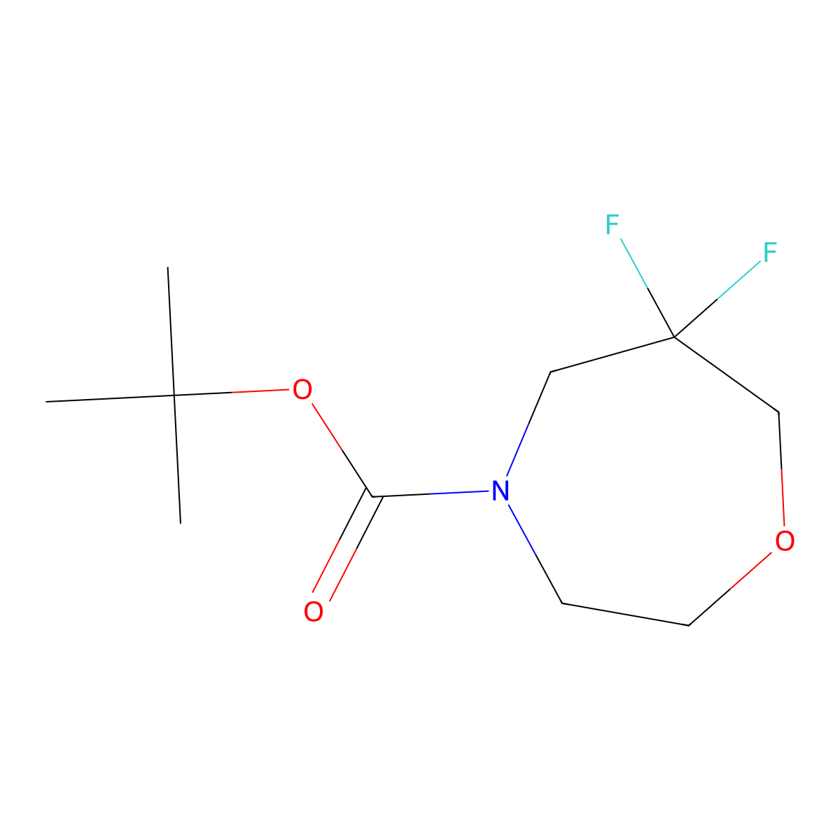 Tert-butyl 6,6-difluoro-1,4-oxazepane-4-carboxylate molecular structure, CAS 1605318-04-4