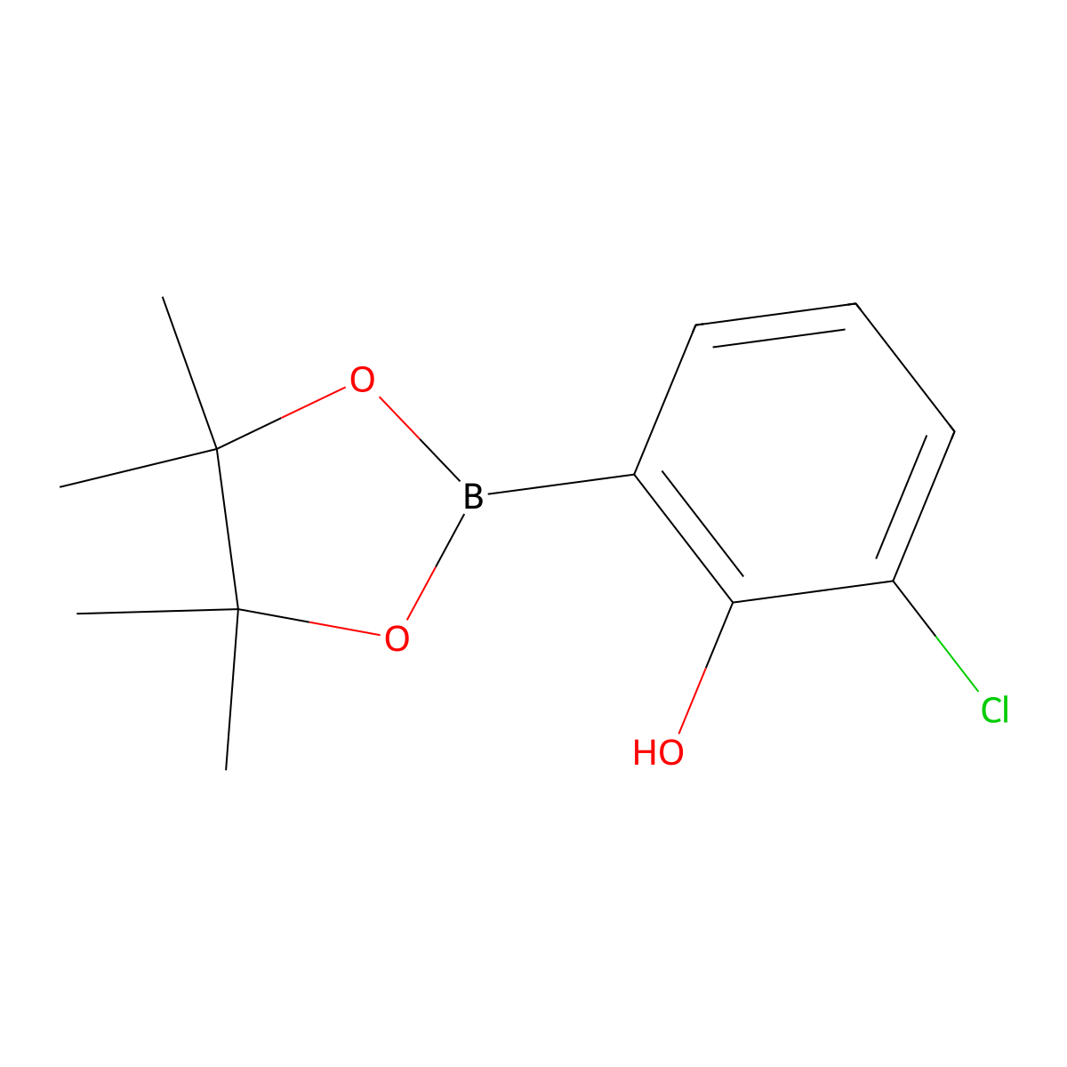 2-Chloro-6-(4,4,5,5-tetramethyl-1,3,2-dioxaborolan-2-YL)phenol molecular structure, CAS 1605331-70-1