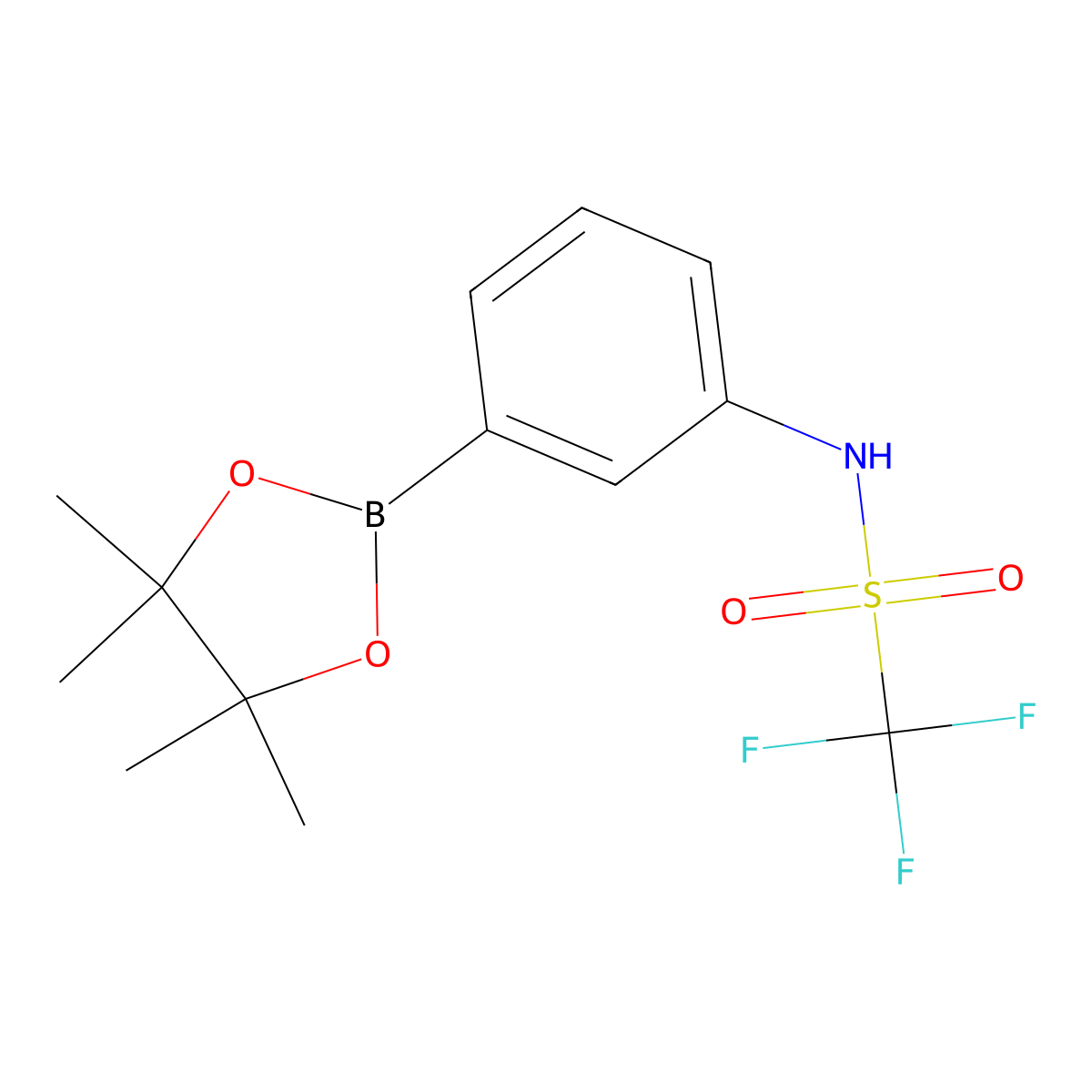 1,1,1-trifluoro-N-(3-(4,4,5,5-tetramethyl-1,3,2-dioxaborolan-2-yl)phenyl)methanesulfonamide molecular structure, CAS 1605331-75-6
