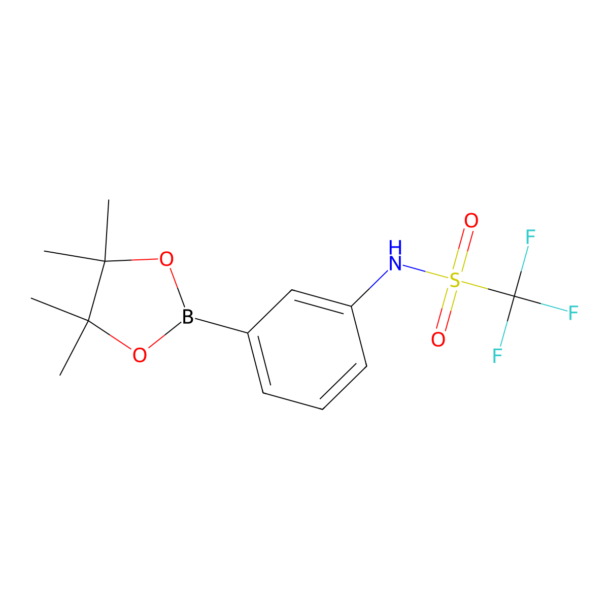 1,1,1-trifluoro-N-(3-(4,4,5,5-tetramethyl-1,3,2-dioxaborolan-2-yl)phenyl)methanesulfonamide molecular structure, CAS 1605331-75-6
