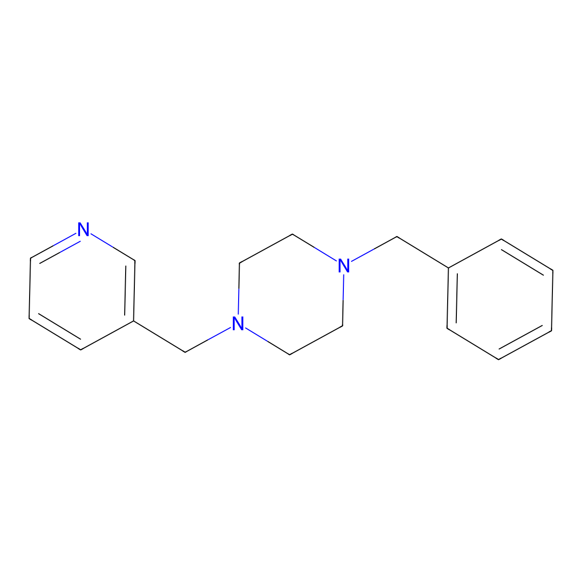 1-Benzyl-4-(pyridin-3-ylmethyl)piperazine molecular structure, CAS 160539-84-4