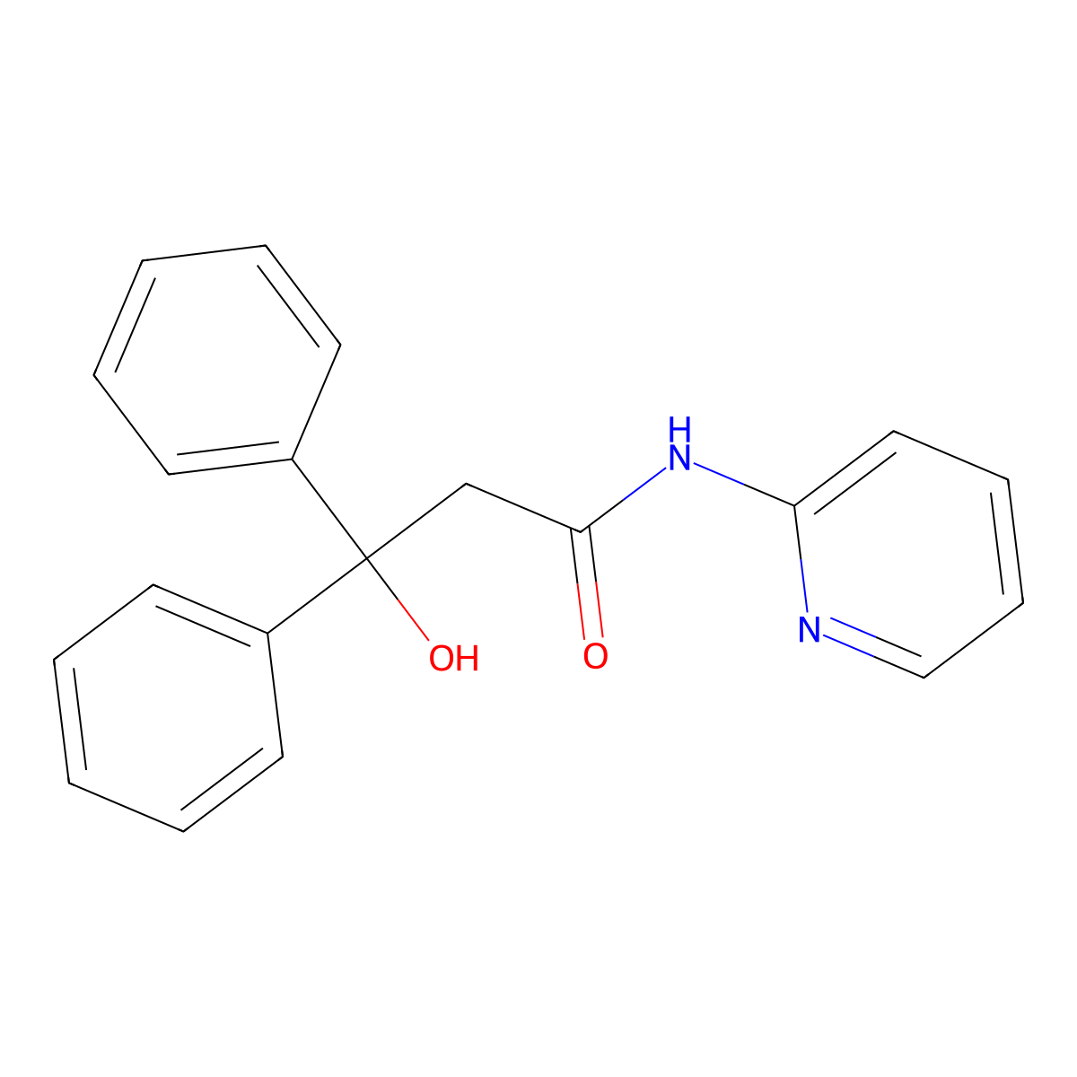3-Hydroxy-3,3-diphenyl-n-(pyridin-2-yl)propanamide molecular structure, CAS 16054-90-3